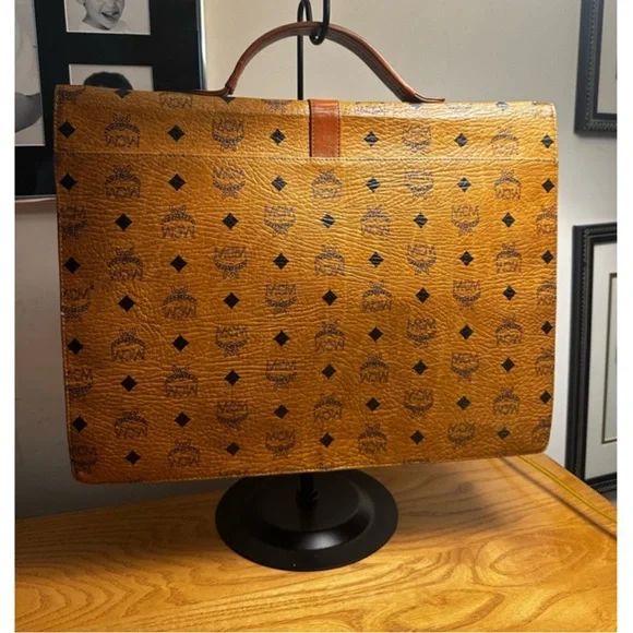 MCM Tan Leather Briefcase with Monogram - Picture 2 of 12